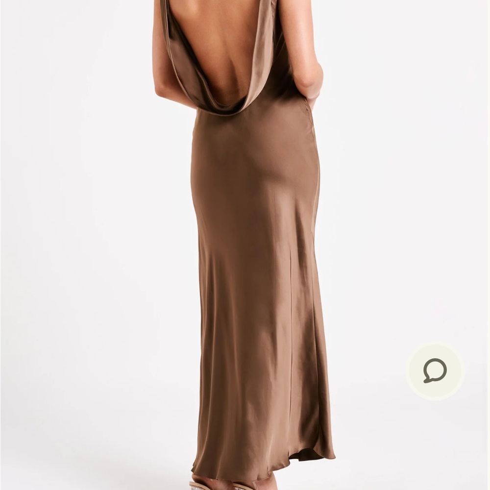 Meshki mocha satin maxi dress